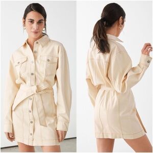 & OTHER STORIES Hourglass Belted Denim Mini Dress